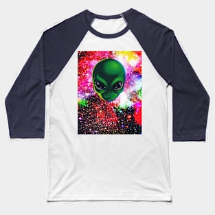 Space Alien Illustration Baseball T-Shirt